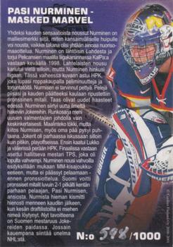 2000-01 Cardset Finland - Masked Marvel #NNO1 Pasi Nurminen Back