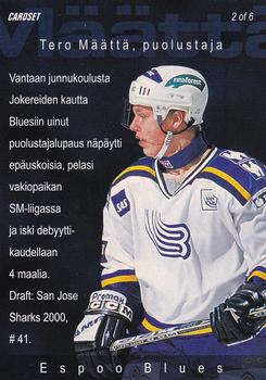 2001-02 Cardset Finland - Adrenaline Rush #2 Tero Määttä Back