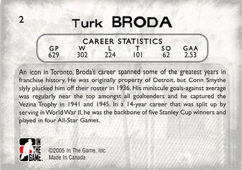 2005-06 In The Game Between the Pipes #2 Turk Broda Back