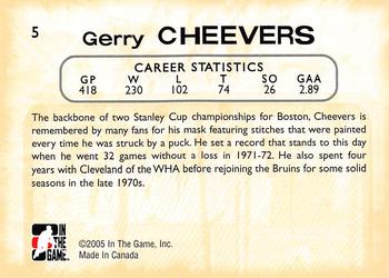 2005-06 In The Game Between the Pipes #5 Gerry Cheevers Back