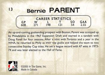 2005-06 In The Game Between the Pipes #13 Bernie Parent Back