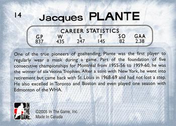 2005-06 In The Game Between the Pipes #14 Jacques Plante Back