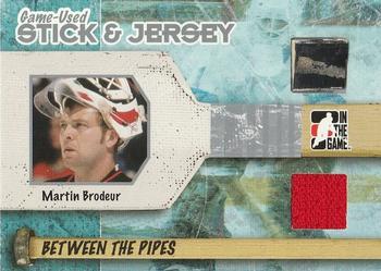 2005-06 In The Game Between the Pipes - Stick And Jersey #SJ-03 Martin Brodeur Front