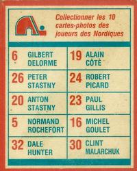 1986-87 Yum Yum Quebec Nordiques #NNO Dale Hunter Back