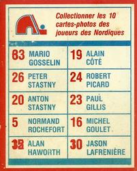 1987-88 Yum Yum Quebec Nordiques #3a Mario Gosselin Back