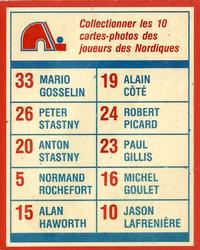 1987-88 Yum Yum Quebec Nordiques #5 Alan Haworth Back