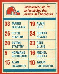 1987-88 Yum Yum Quebec Nordiques #7 Robert Picard Back