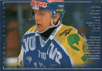 1996-97 Leaf Sisu SM-Liiga (Finnish) #103 Tommi Turunen Back