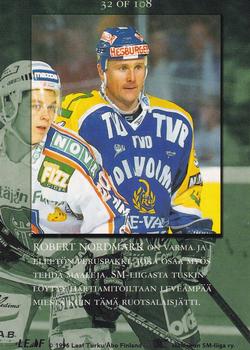 1995-96 Leaf Sisu Limited (Finnish) #32 Robert Nordmark Back