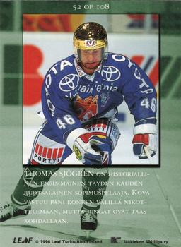 1995-96 Leaf Sisu Limited (Finnish) #52 Thomas Sjögren Back