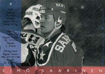 1995-96 Leaf Sisu SM-Liiga (Finnish) #4 Simo Saarinen Back