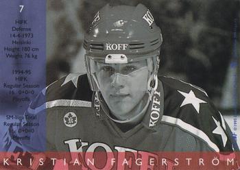 1995-96 Leaf Sisu SM-Liiga (Finnish) #7 Kristian Fagerström Back