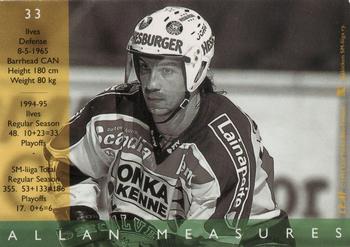 1995-96 Leaf Sisu SM-Liiga (Finnish) #33 Allan Measures Back