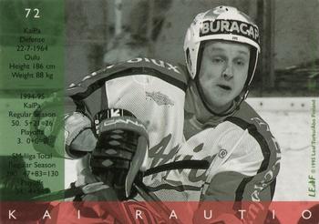 1995-96 Leaf Sisu SM-Liiga (Finnish) #72 Kai Rautio Back
