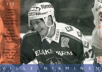 1995-96 Leaf Sisu SM-Liiga (Finnish) #113 Ville Nieminen Back