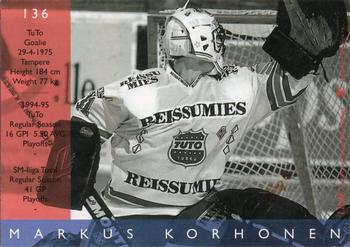 1995-96 Leaf Sisu SM-Liiga (Finnish) #136 Markus Korhonen Back