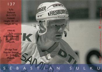 1995-96 Leaf Sisu SM-Liiga (Finnish) #137 Sebastian Sulku Back