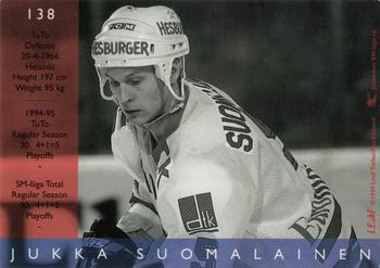 1995-96 Leaf Sisu SM-Liiga (Finnish) #138 Jukka Suomalainen Back