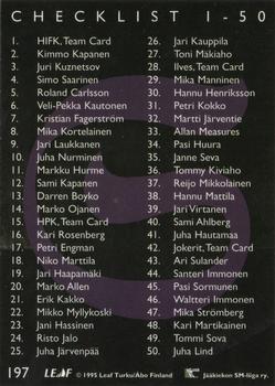 1995-96 Leaf Sisu SM-Liiga (Finnish) #197 Kai Nurminen Back