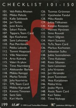 1995-96 Leaf Sisu SM-Liiga (Finnish) #199 Saku Koivu Back