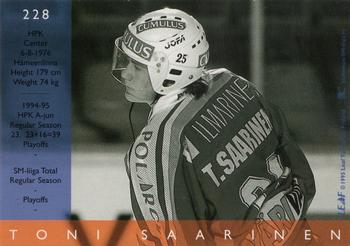 1995-96 Leaf Sisu SM-Liiga (Finnish) #228 Toni Saarinen Back