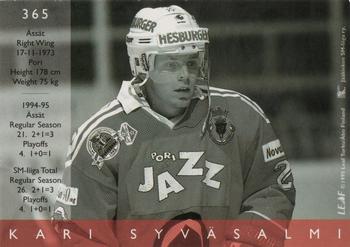 1995-96 Leaf Sisu SM-Liiga (Finnish) #365 Kari Syväsalmi Back