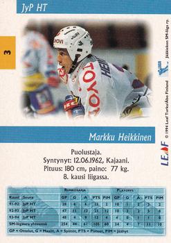 1994-95 Leaf Sisu SM-Liiga (Finnish) #3 Markku Heikkinen Back