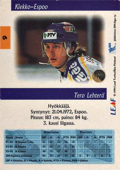 1994-95 Leaf Sisu SM-Liiga (Finnish) #9 Tero Lehterä Back