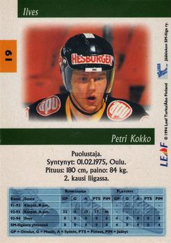 1994-95 Leaf Sisu SM-Liiga (Finnish) #19 Petri Kokko Back