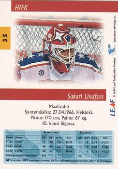 1994-95 Leaf Sisu SM-Liiga (Finnish) #35 Sakari Lindfors Back