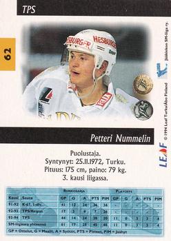 1994-95 Leaf Sisu SM-Liiga (Finnish) #62 Petteri Nummelin Back