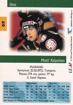 1994-95 Leaf Sisu SM-Liiga (Finnish) #69 Matti Kaipainen Back