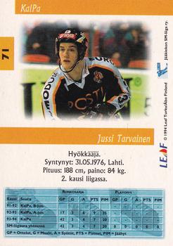 1994-95 Leaf Sisu SM-Liiga (Finnish) #71 Jussi Tarvainen Back