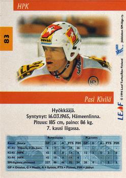 1994-95 Leaf Sisu SM-Liiga (Finnish) #83 Pasi Kivilä Back