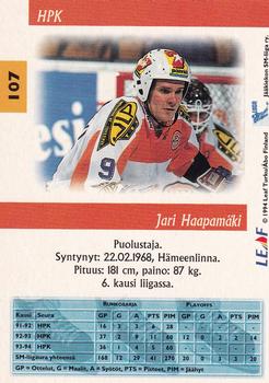 1994-95 Leaf Sisu SM-Liiga (Finnish) #107 Jari Haapamäki Back