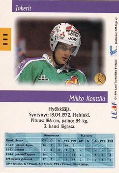 1994-95 Leaf Sisu SM-Liiga (Finnish) #111 Mikko Konttila Back