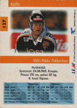 1994-95 Leaf Sisu SM-Liiga (Finnish) #127 Veli-Pekka Pekkarinen Back