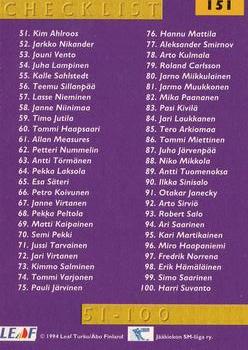 1994-95 Leaf Sisu SM-Liiga (Finnish) #151 Kari Takko Back