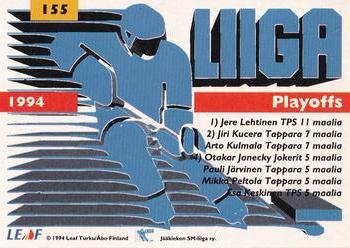 1994-95 Leaf Sisu SM-Liiga (Finnish) #155 Jere Lehtinen Back