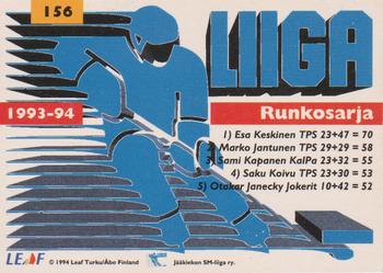 1994-95 Leaf Sisu SM-Liiga (Finnish) #156 Esa Keskinen Back