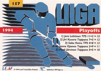1994-95 Leaf Sisu SM-Liiga (Finnish) #157 Jere Lehtinen Back