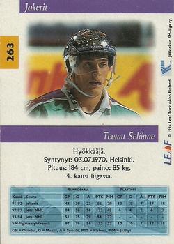 1994-95 Leaf Sisu SM-Liiga (Finnish) #263 Teemu Selänne Back
