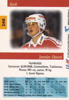 1994-95 Leaf Sisu SM-Liiga (Finnish) #268 Jaroslav Otevrel Back