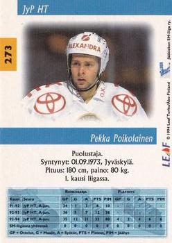 1994-95 Leaf Sisu SM-Liiga (Finnish) #273 Pekka Poikolainen Back