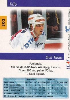 1994-95 Leaf Sisu SM-Liiga (Finnish) #302 Brad Turner Back