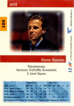 1994-95 Leaf Sisu SM-Liiga (Finnish) #389 Hannu Kapanen Back
