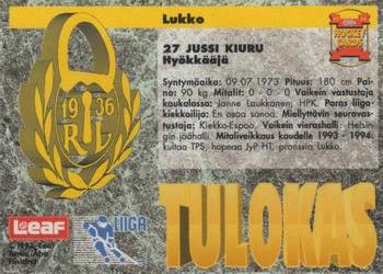 1993-94 Leaf Sisu SM-Liiga (Finnish) #201a Jussi Kiuru Back