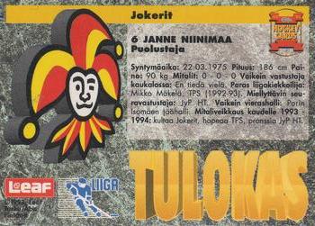 1993-94 Leaf Sisu SM-Liiga (Finnish) #6 Janne Niinimaa Back
