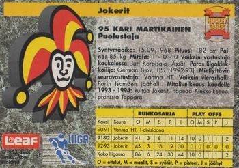 1993-94 Leaf Sisu SM-Liiga (Finnish) #11 Kari Martikainen Back