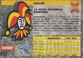 1993-94 Leaf Sisu SM-Liiga (Finnish) #17 Keijo Säilynoja Back